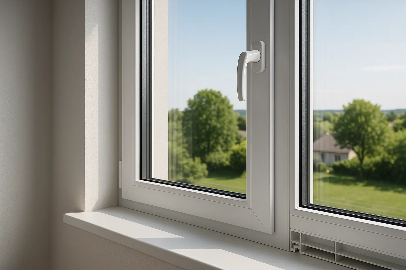 Fenêtre avec triple vitrage et cadre en matériau recyclable