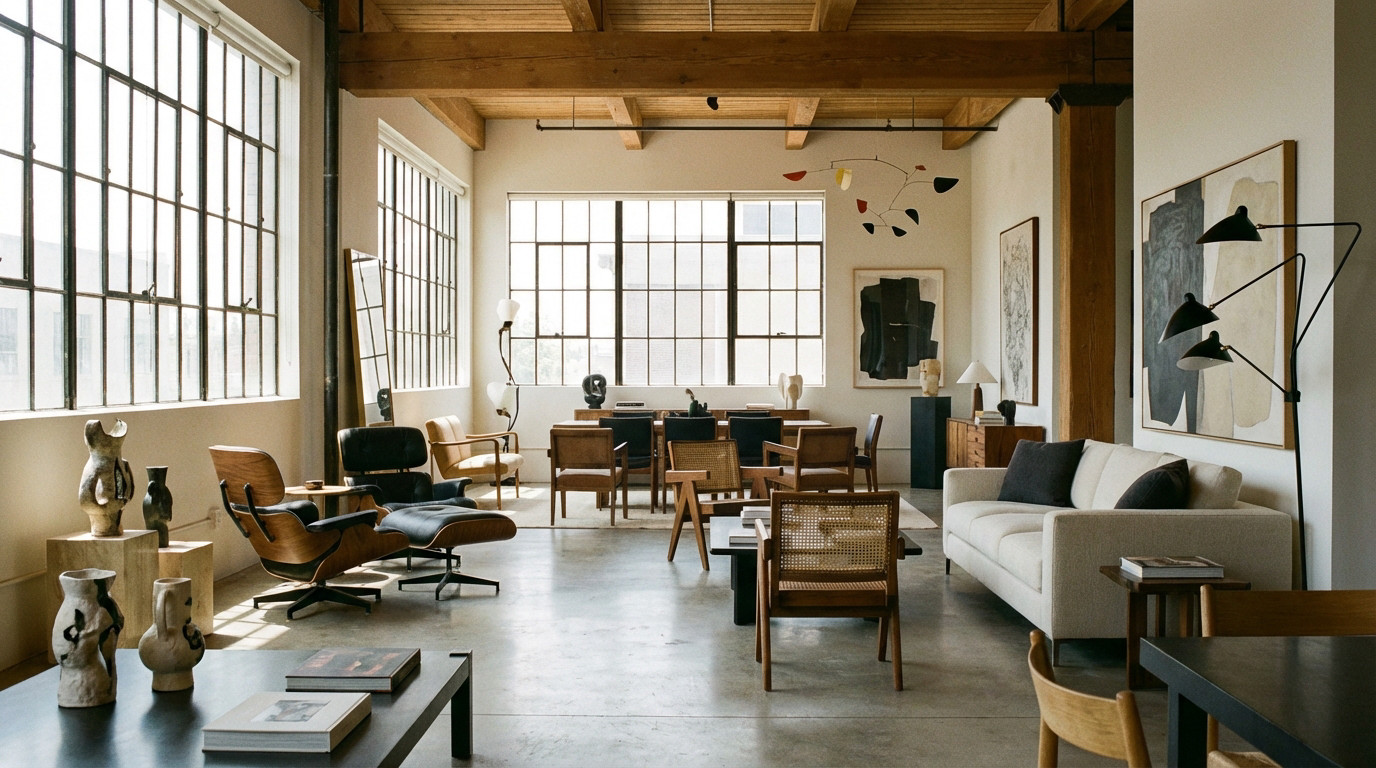 Showroom contemporain illustrant la sélection de mobilier design chez Made in Design