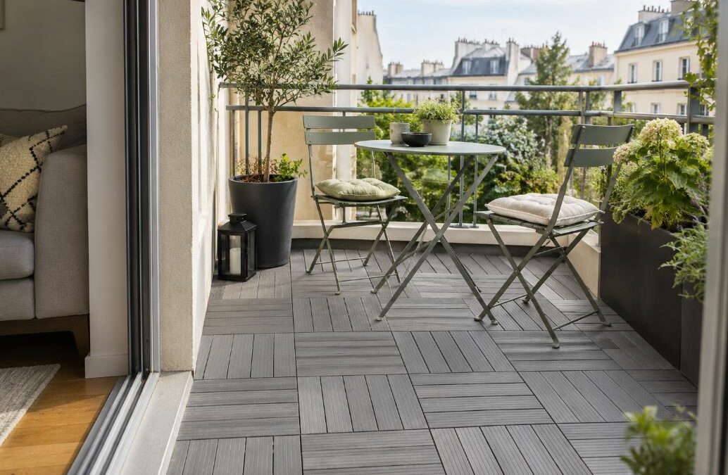 Comment agrandir visuellement une petite terrasse grâce au choix du sol ?